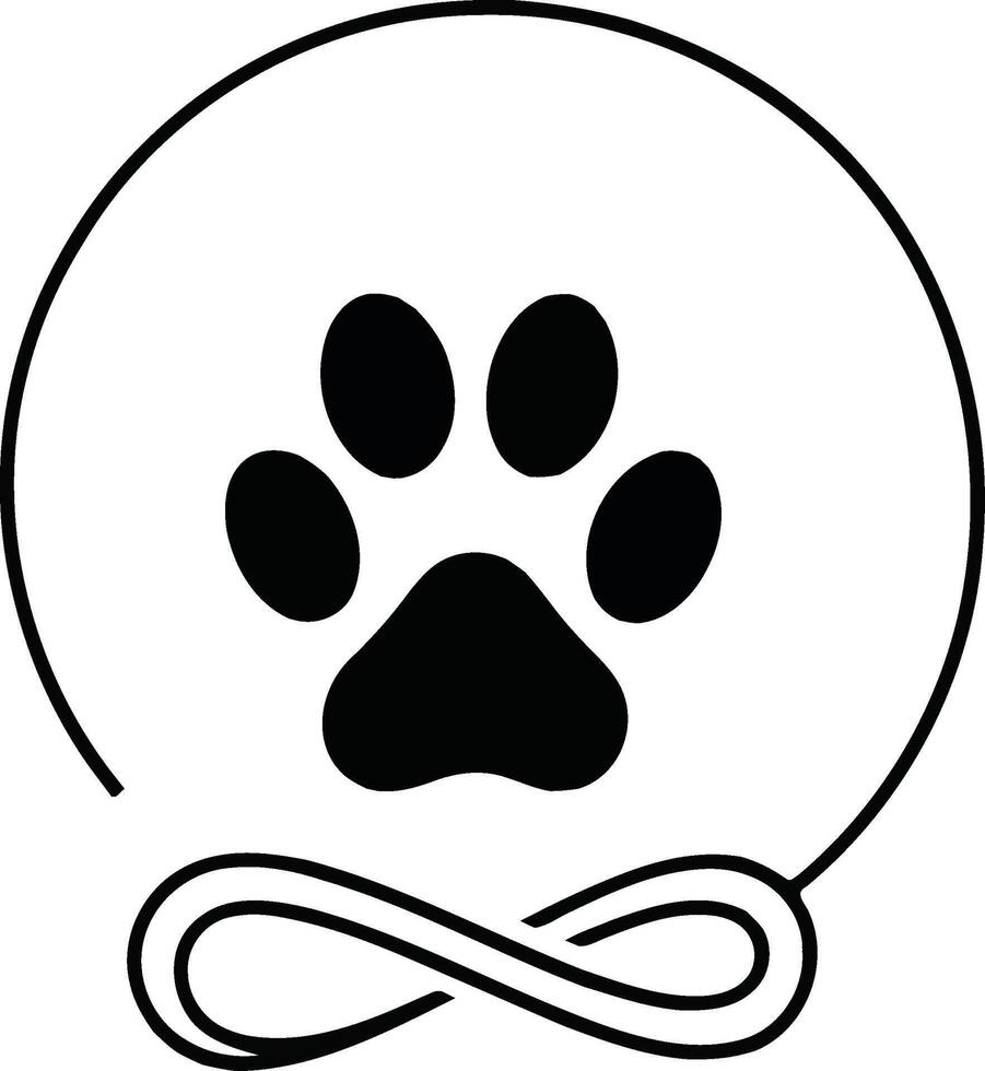 Dog or cat paw print silhouette illustration, Animal footprint vector