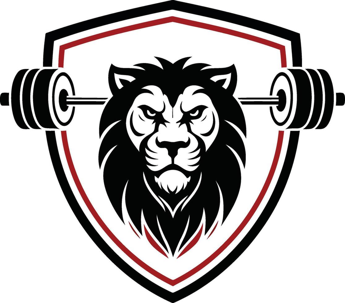 Royal lion fitness gym logo design with white background. vector
