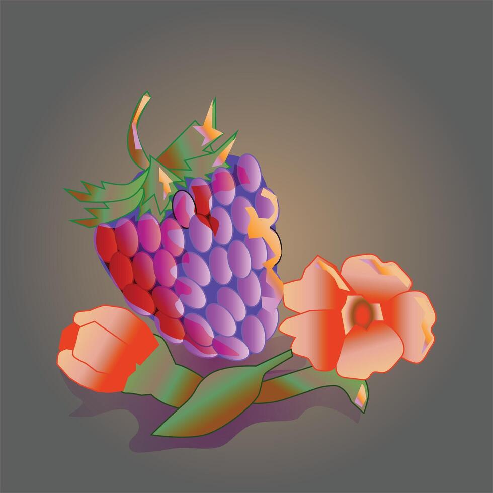 Wild Berry and Flowers Illustration vector