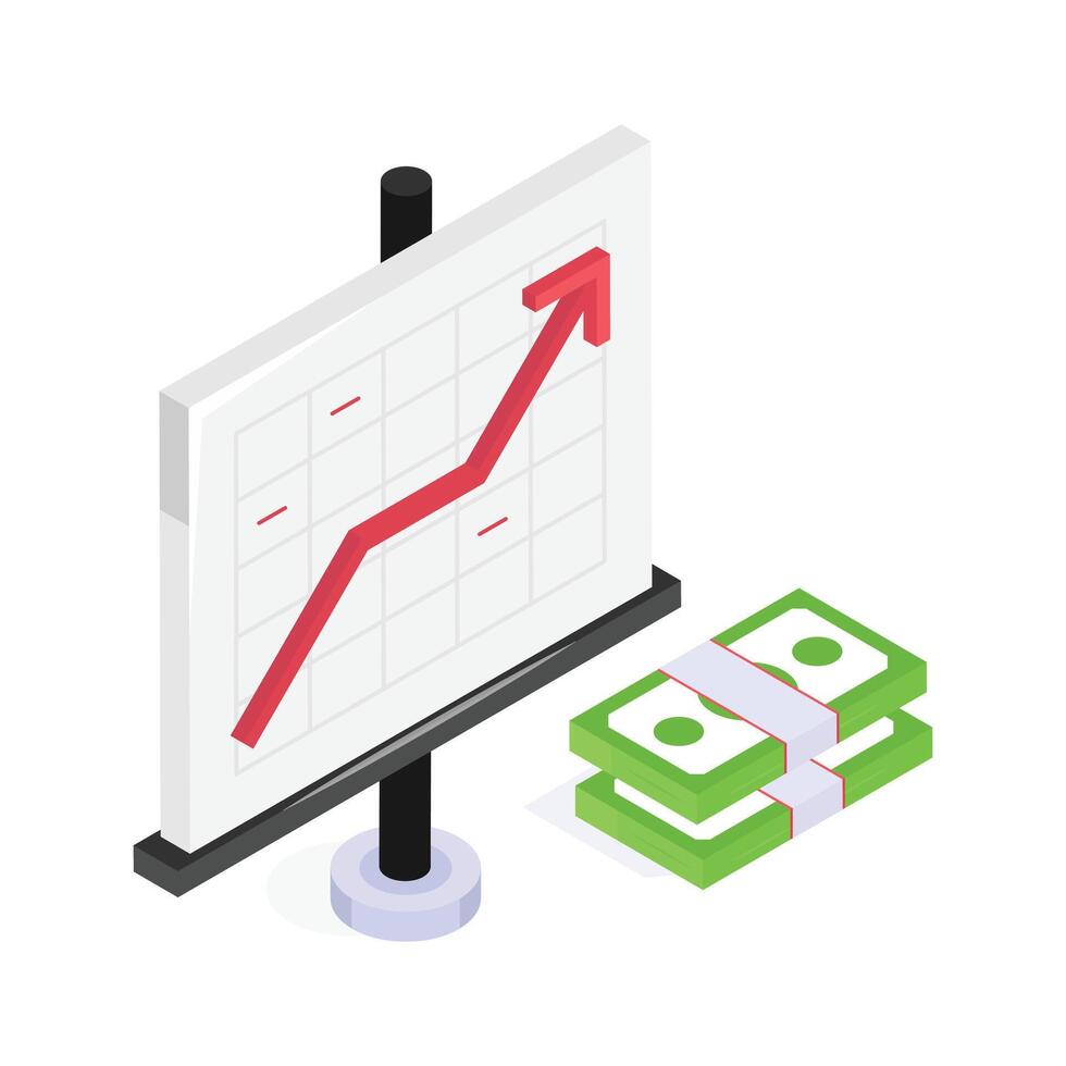 Well designed isometric icon of financial analysis in modern style vector