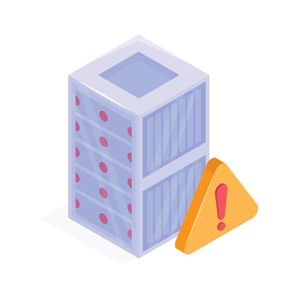 An isometric icon of server error in modern style vector