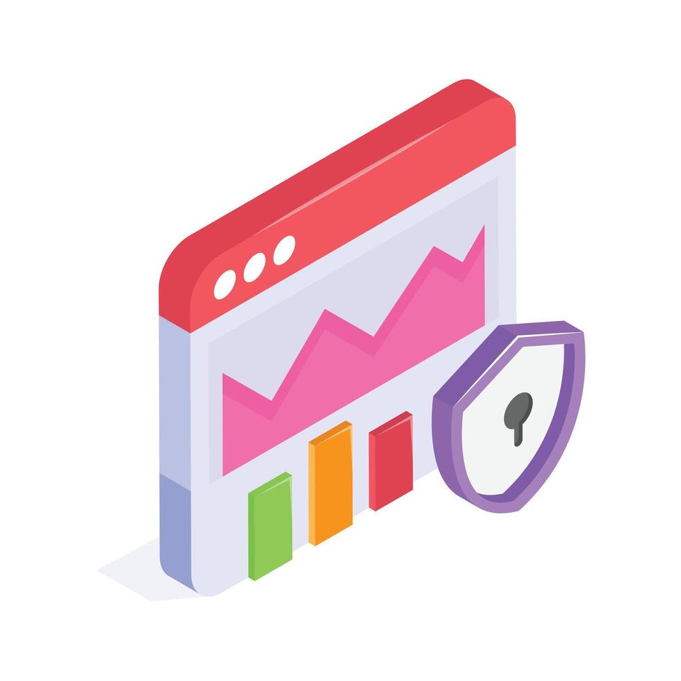 A website analytics dashboard showcasing performance metrics with a lock for security vector
