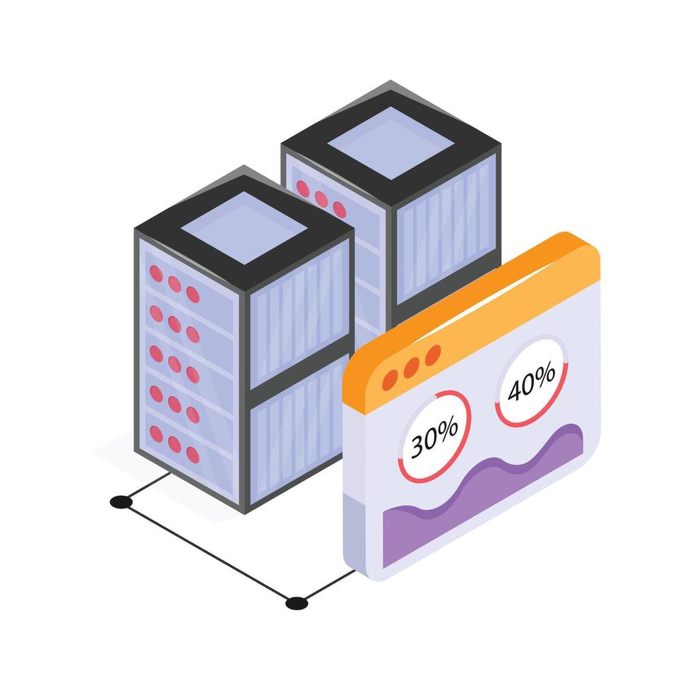 Customizable isometric icon of data server analysis in trendy style vector