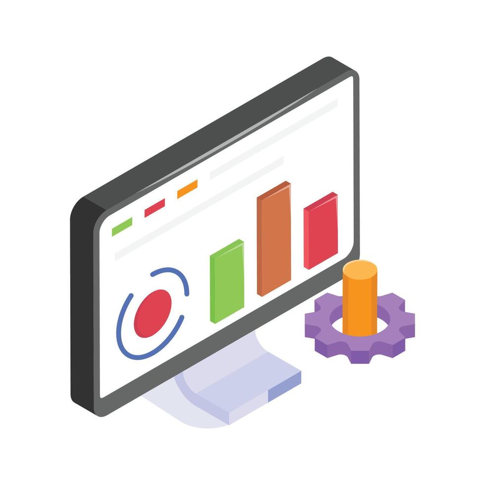 Monitoring business performance with metrics and real-time graphs on a desktop vector