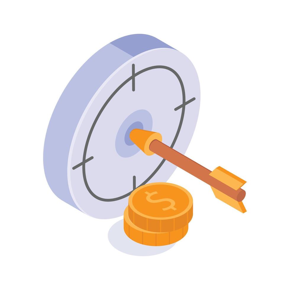 A target with an arrow indicating successful achievement of business goals vector