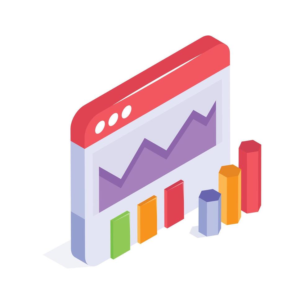 A web interface displaying growth analytics with bar and line charts vector