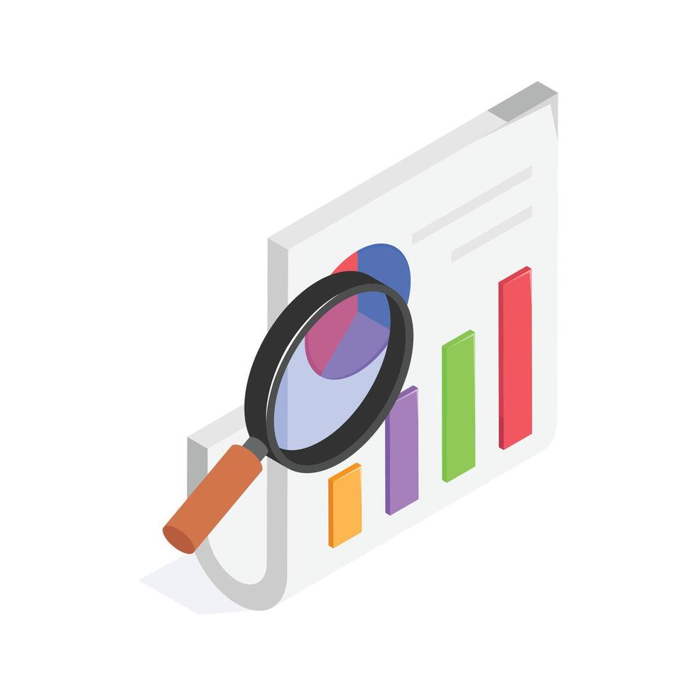 Get this creatively designed seo report isometric icon vector