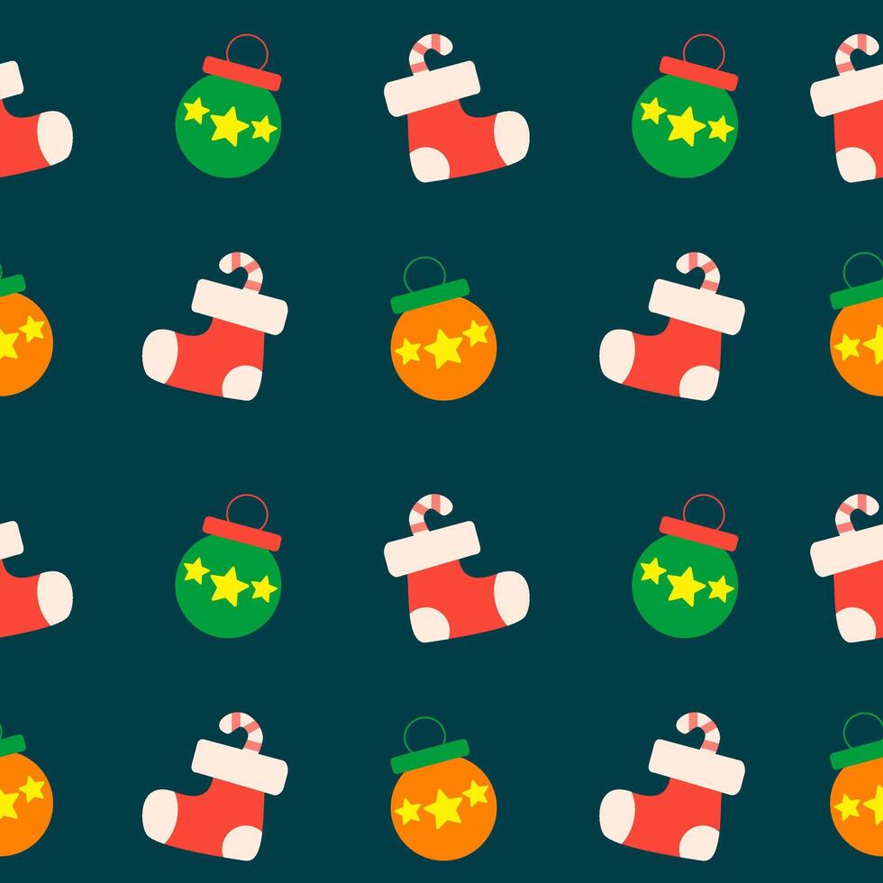Christmas seamless pattern with christmas socks and stars vector