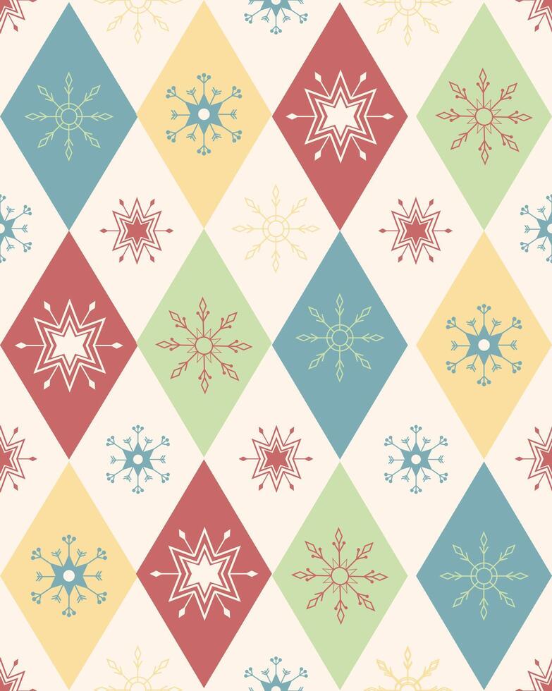 A colorful christmas pattern with snowflakes vector