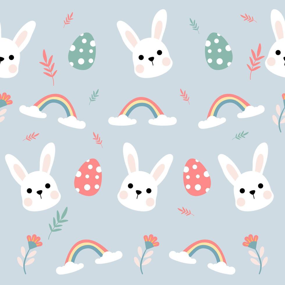 Easter bunny and rainbow pattern vector