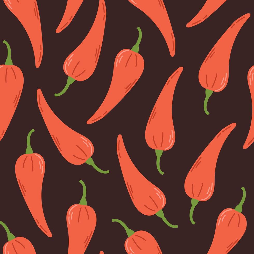 seamless pattern, red sweet paprika bell pepper. Fresh natural vegetables. vector