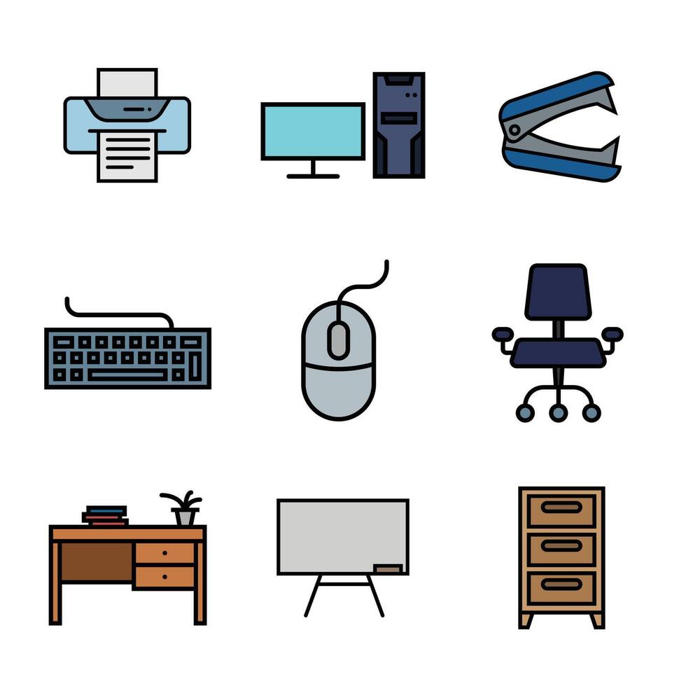 Office items icon vector