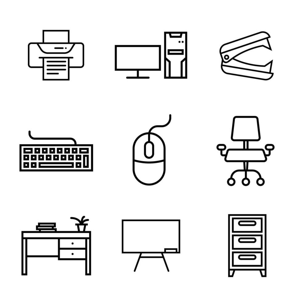 Office items strock icon vector
