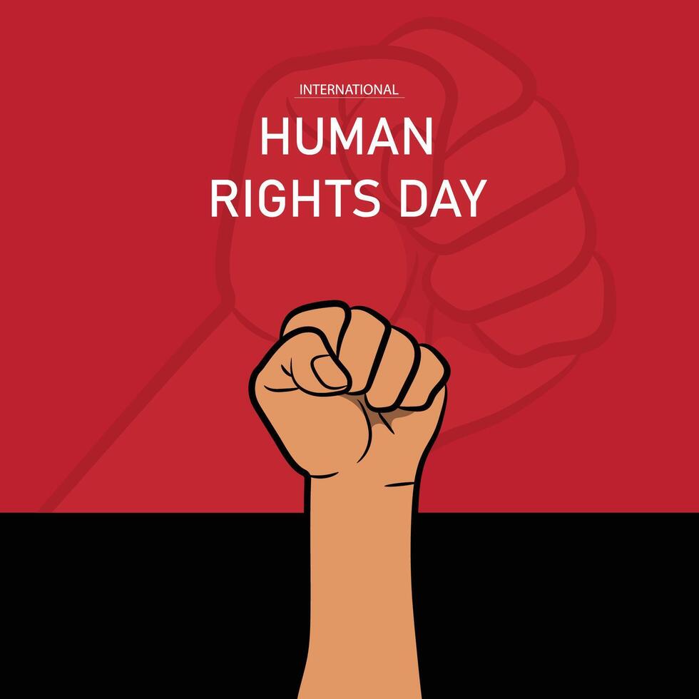 Human rights day with hand vector
