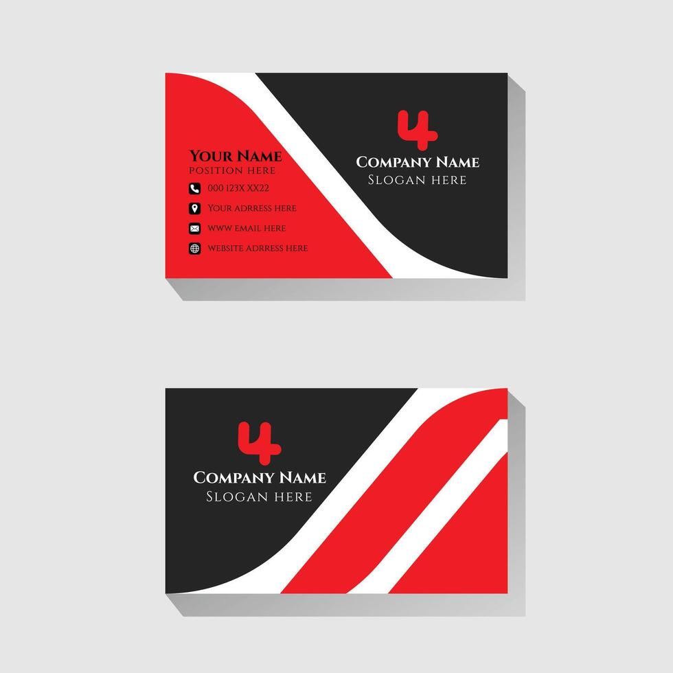 business card design red or black color vector