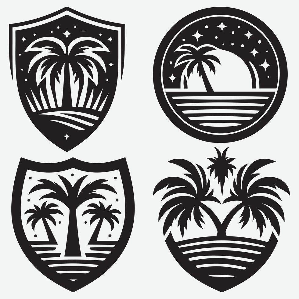 Silhouetted tropical trees ideal for fun summer t-shirt designs vector