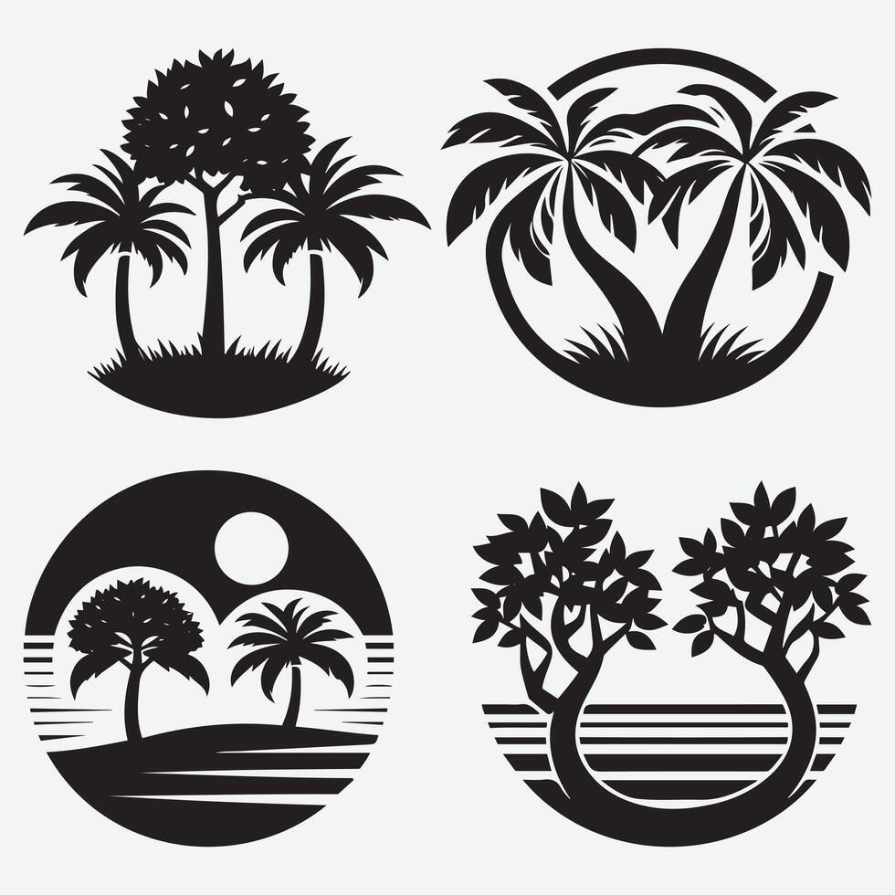 Isolated tropical trees great for t-shirt graphics and summer visuals vector