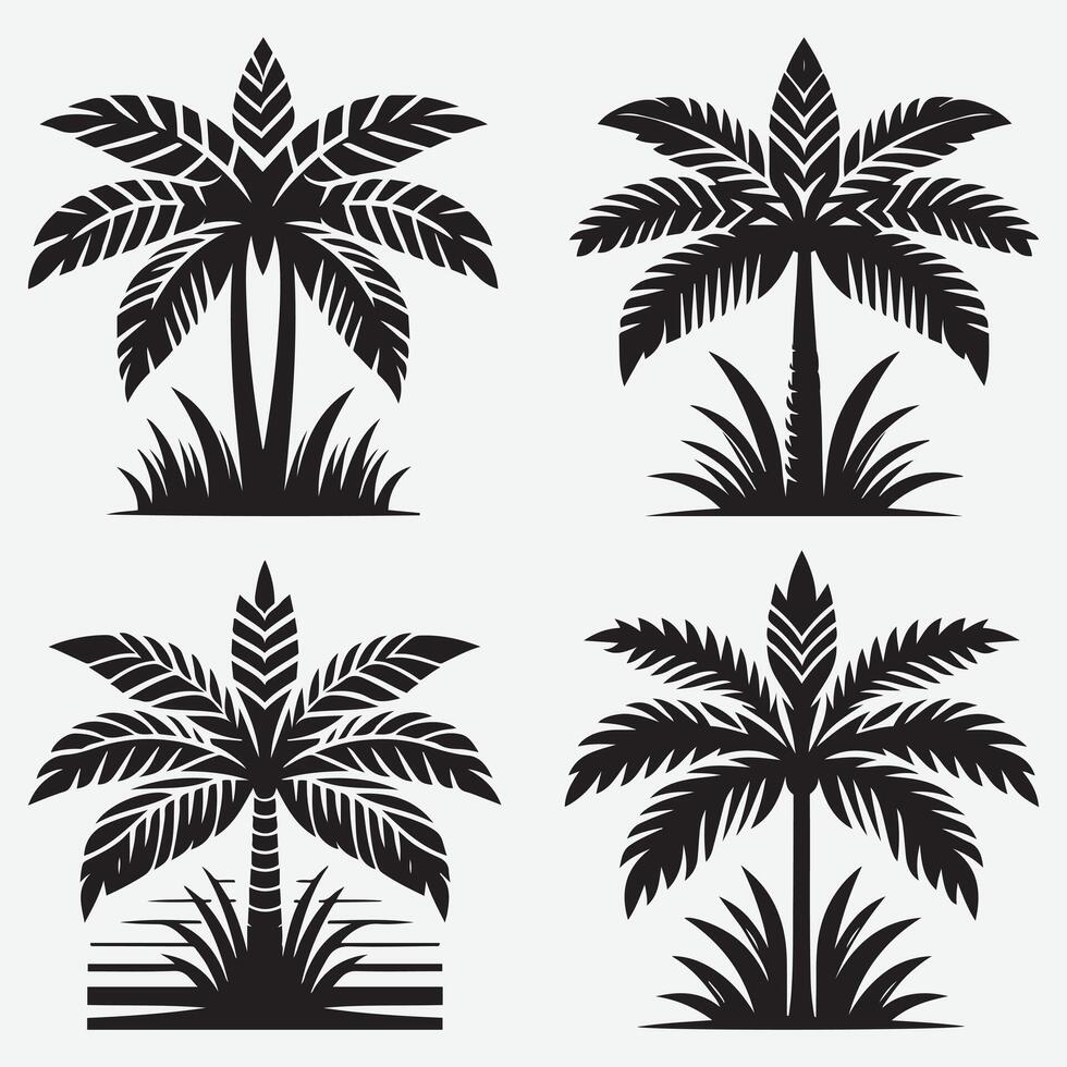 Isolated tropical palm trees great for logo and t-shirt designs vector