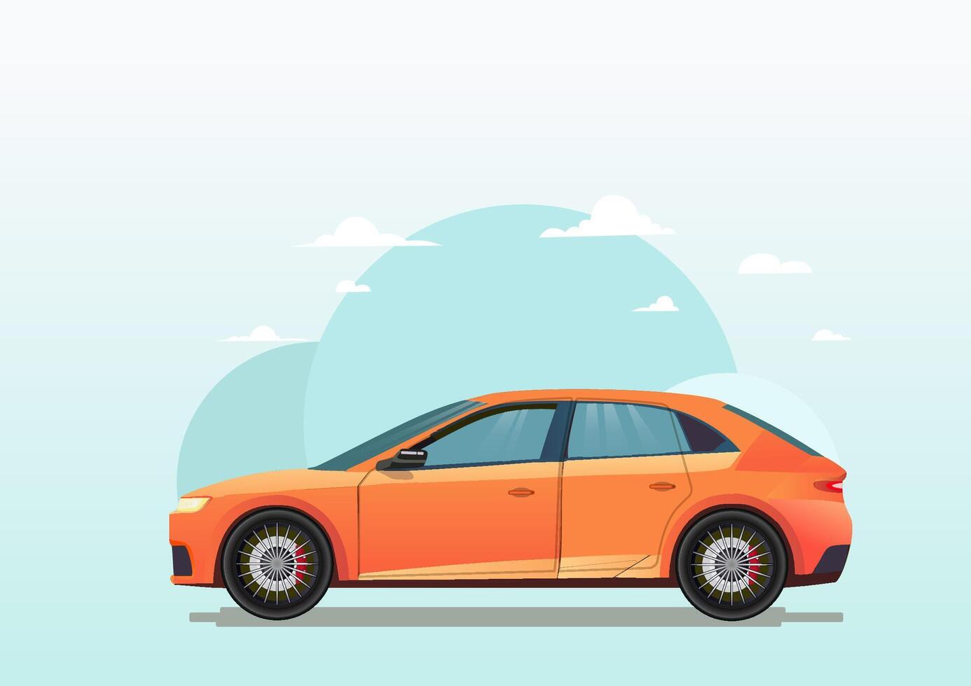 Orange car side view. vector