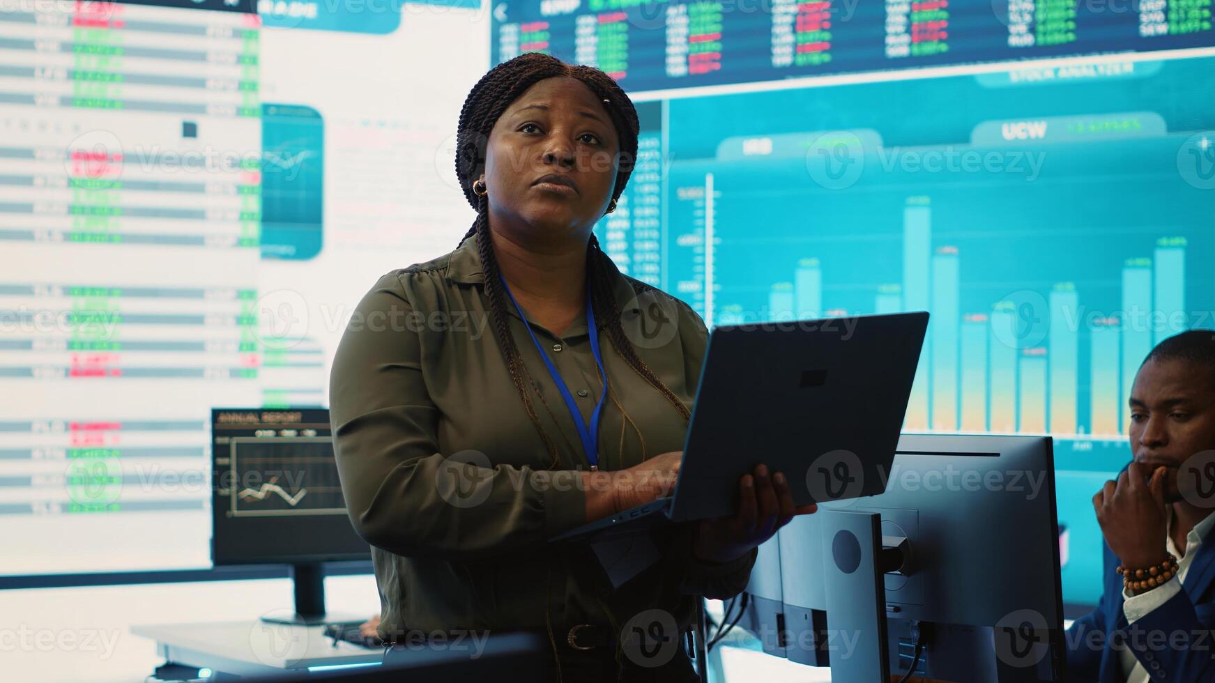 Office administrator exploring collaborations opportunities to expand the business on international market. Establishing organizational goals and reviewing performance metrics. Camera A. photo