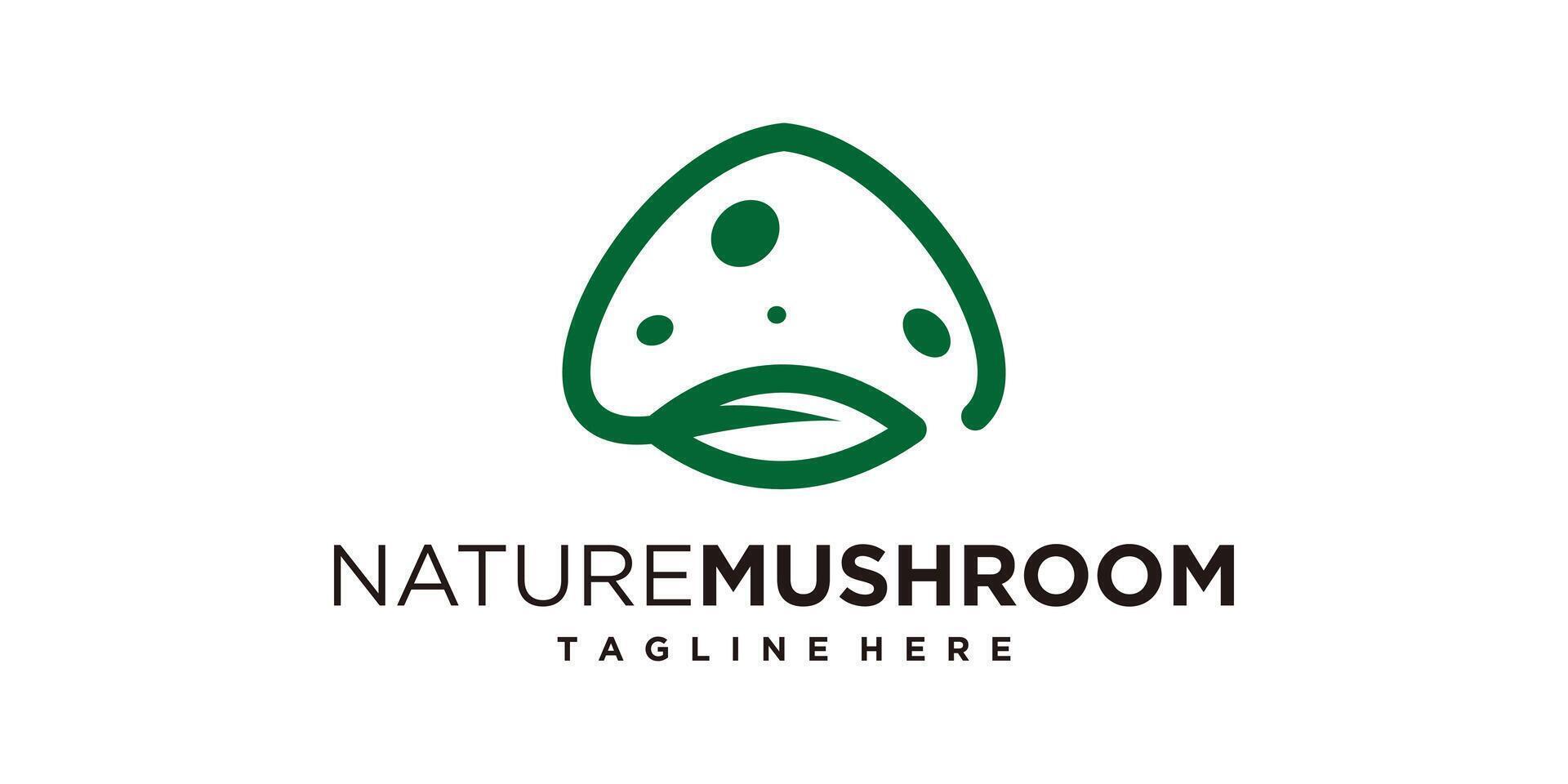 logo design combination of mushrooms and leaves, organic, nature, herbal, food, nutritious, logo design , symbol, icon, idea, creative. vector