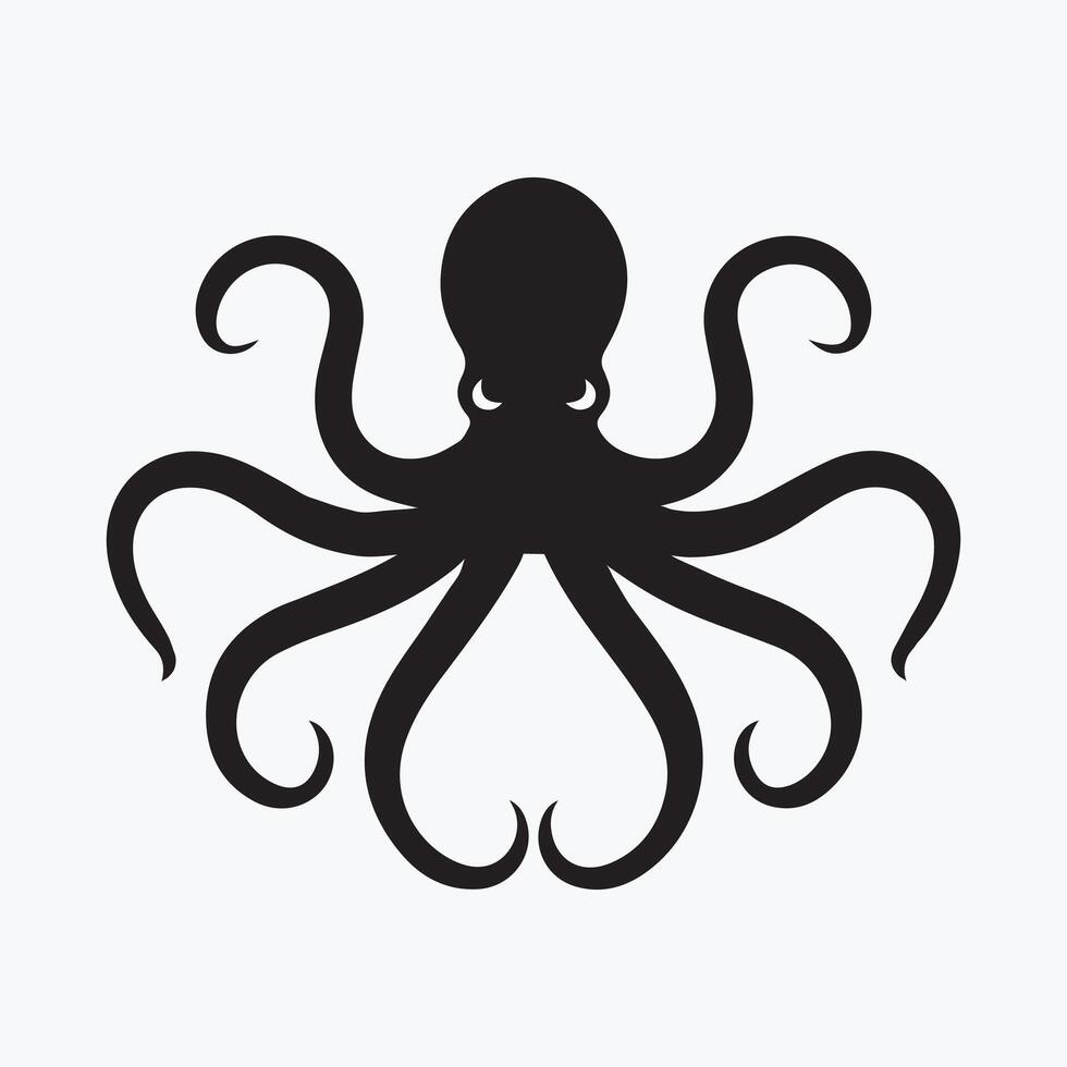 A silhouette of an octopus vector