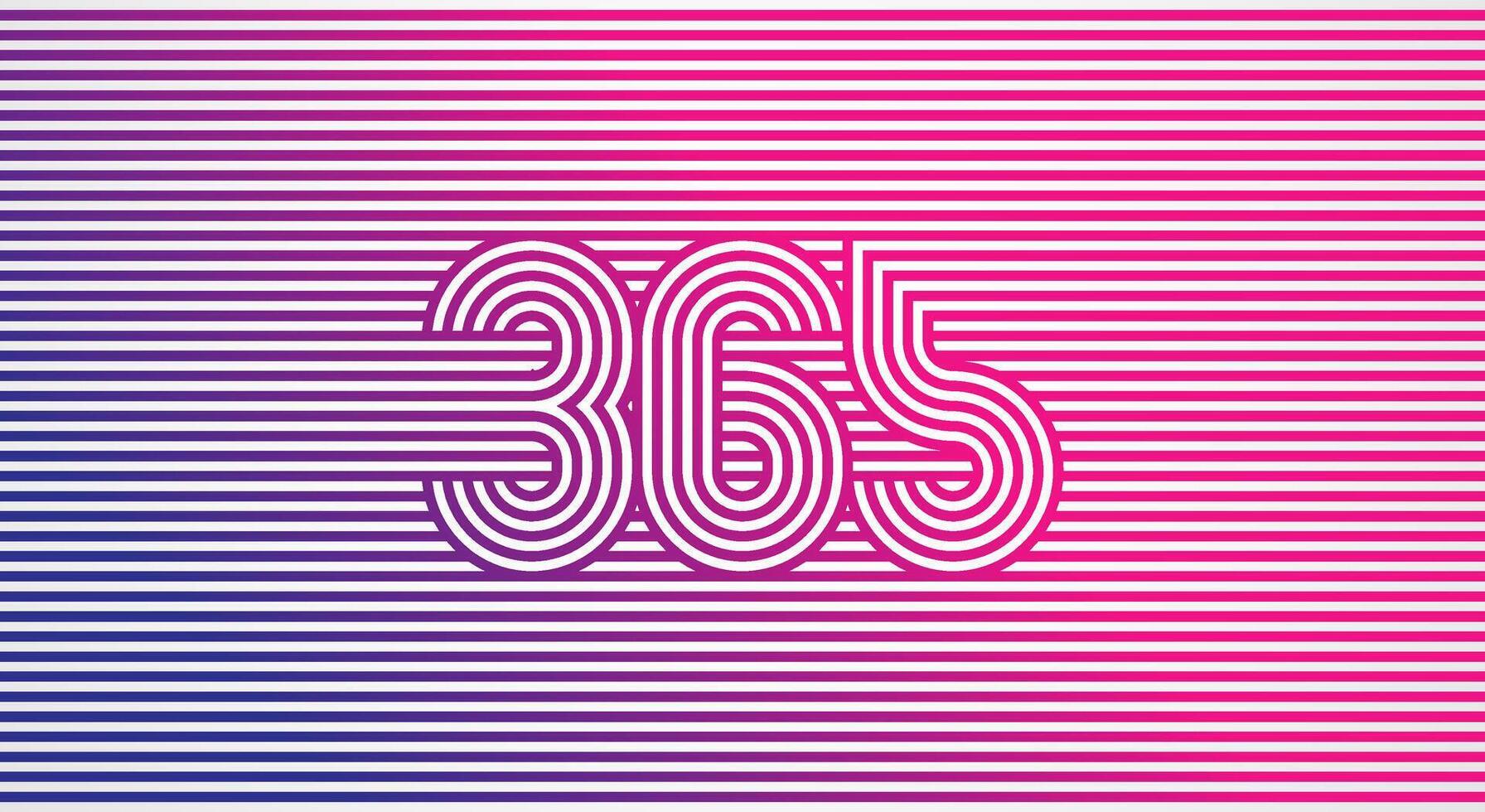Number 365 logo design Inspiration, Number 365 logo multi line style that blends into the line background, flat design logo template, illustration vector