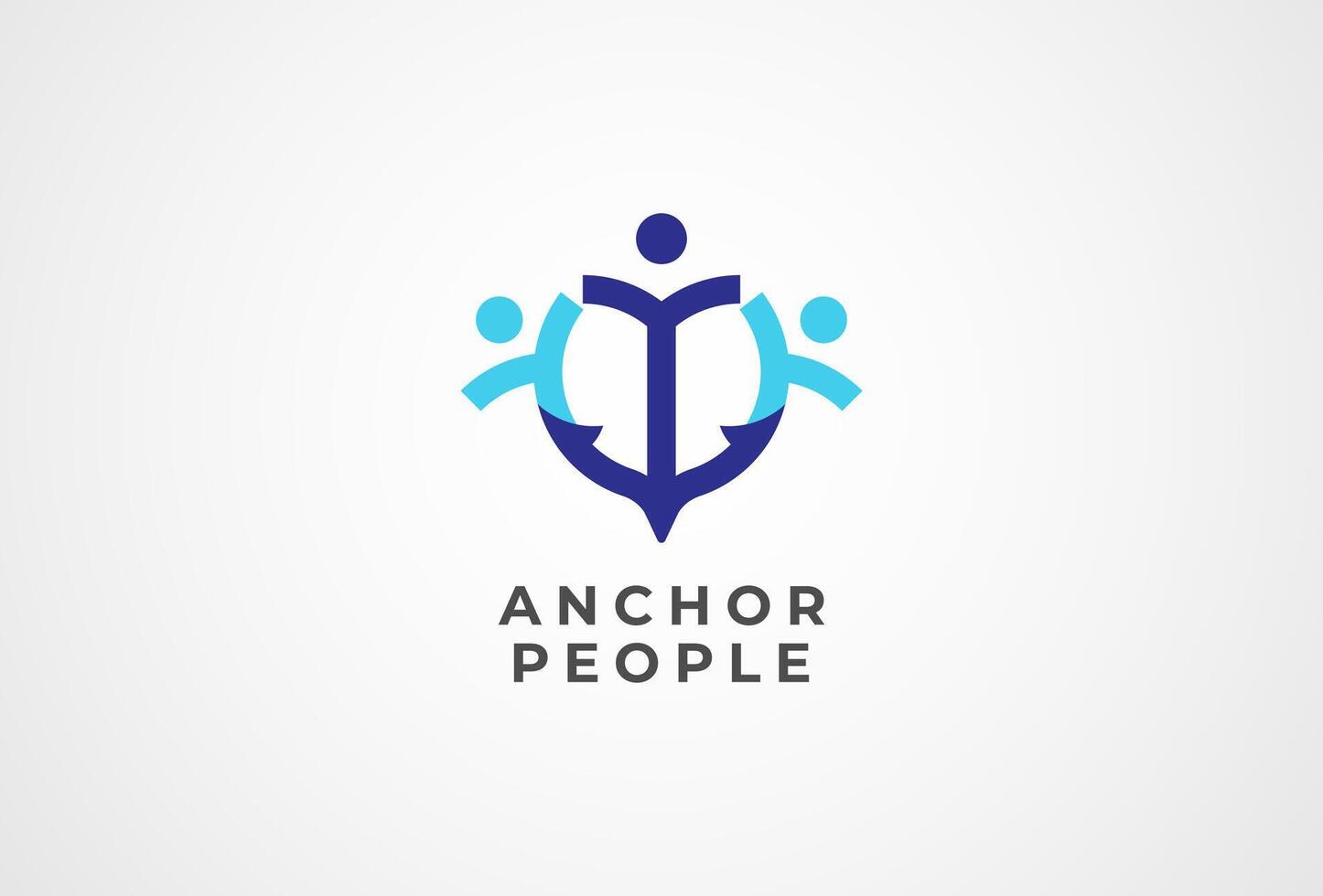 People logo design, human with anchor combination logo design template element, illustration vector