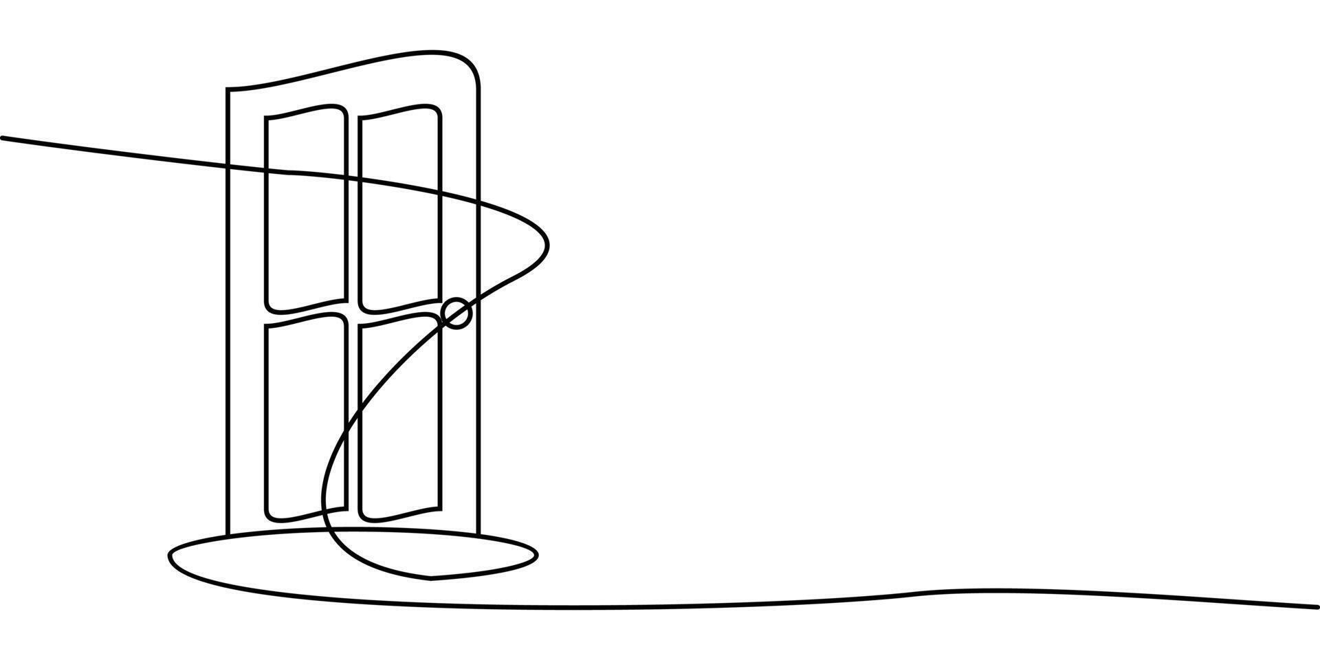 continuous line drawing of door symbol. abstract line art illustration vector