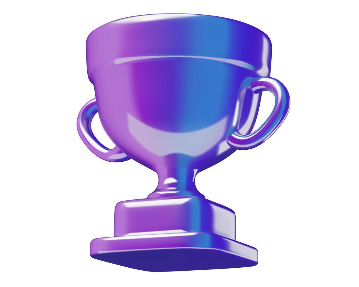 Purple and blue holographic winner trophy prize or award 3D icon vector