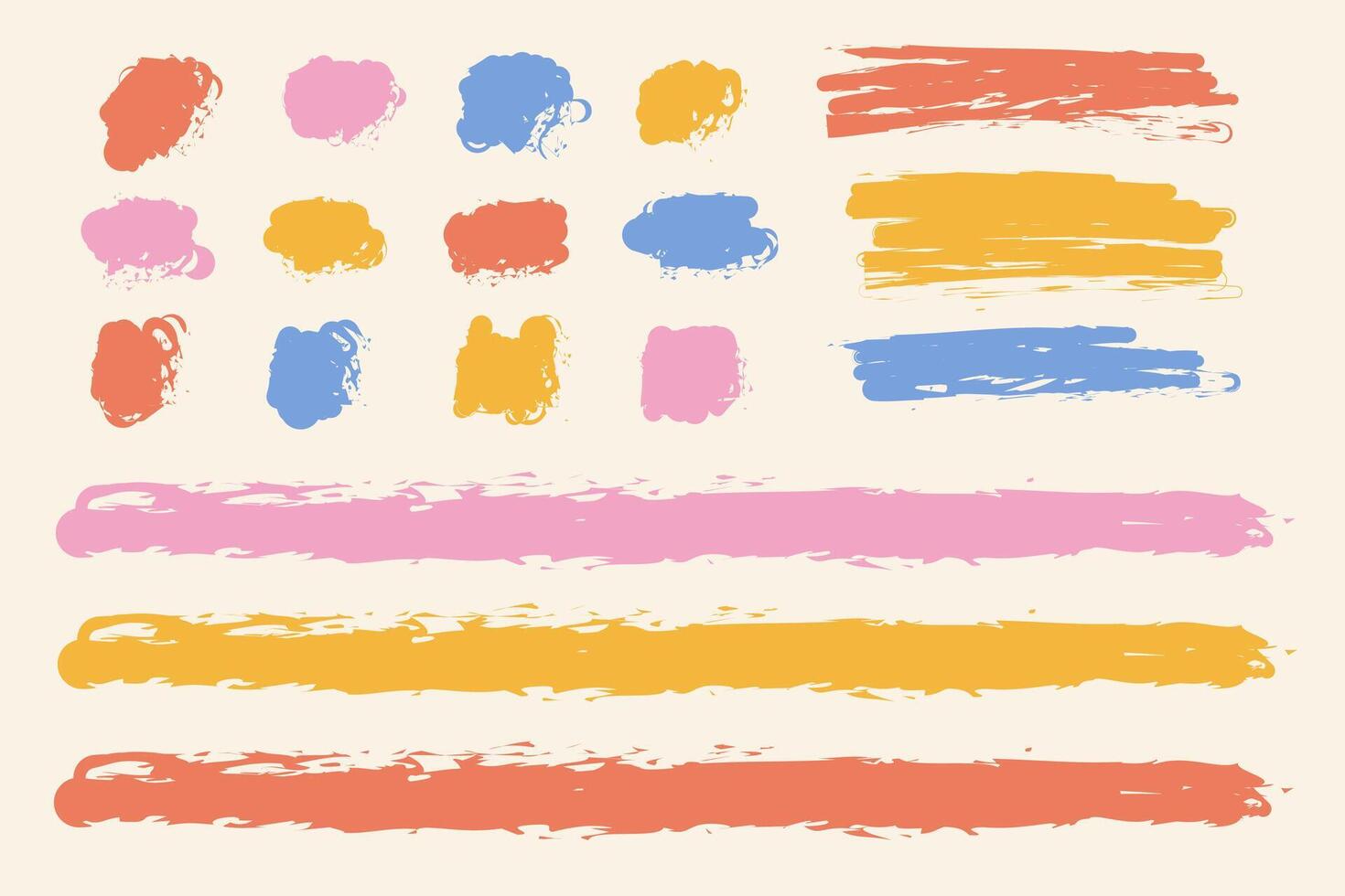 Collection of ink strokes artistic design elements. Hand drawn place for text. vector