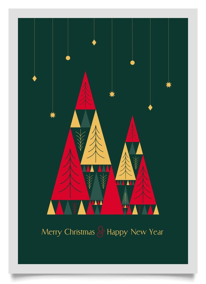 Happy New Year and Merry Christmas Greeting Card. vector