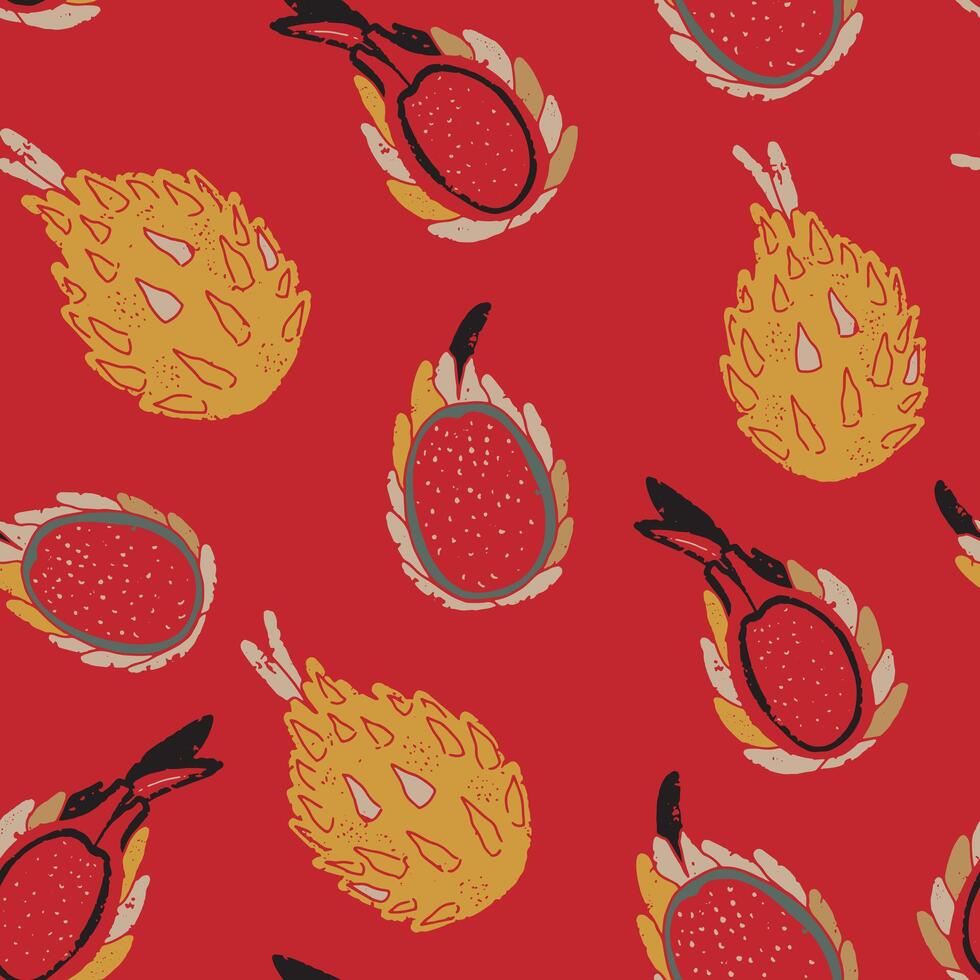 a pattern with fruit on a red background vector