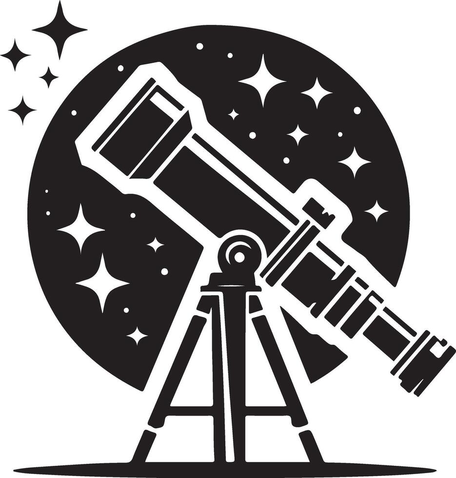 Astronomer looking through a telescope. vector