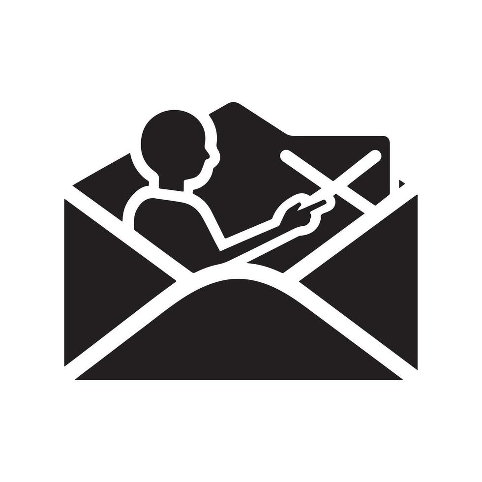 Silhouette of open message envelope vector