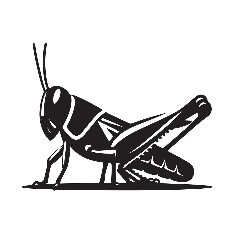 Silhouette of a grasshopper. vector