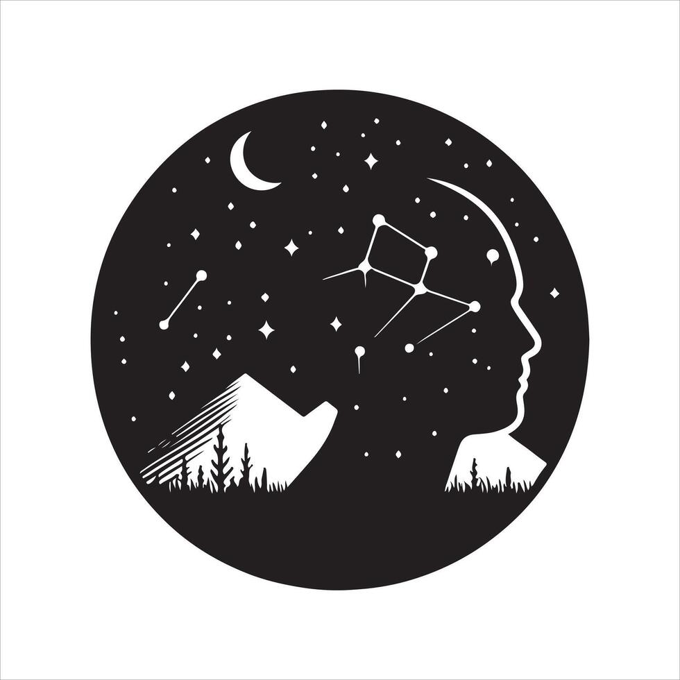 Starry Night with Constellations silhouette vector