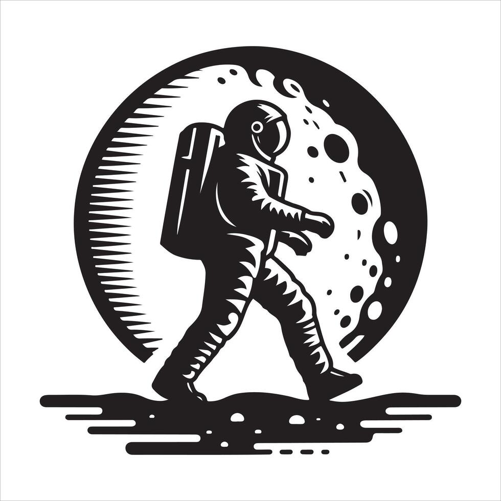 Astronaut walking on the moon vector