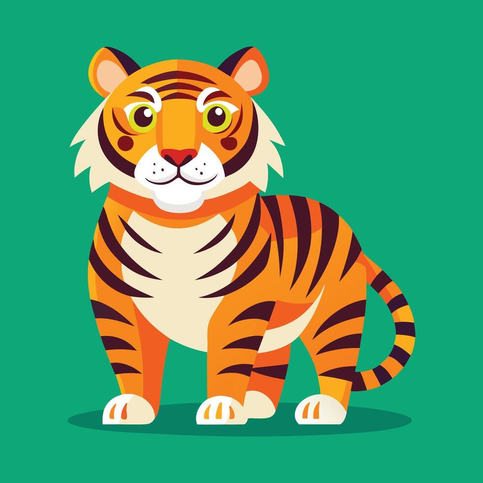 Colorful tiger for kids story book. vector