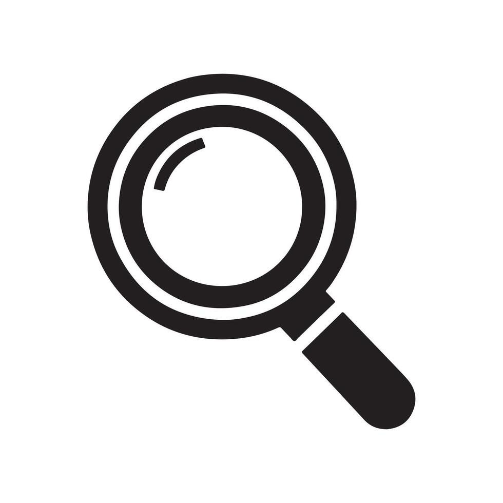 Silhouette of a search magnifying glass icon. vector