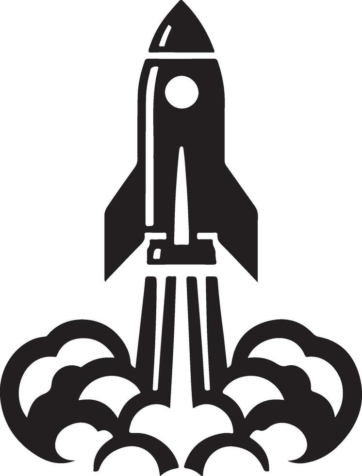 Rocket launch icon silhouette. vector