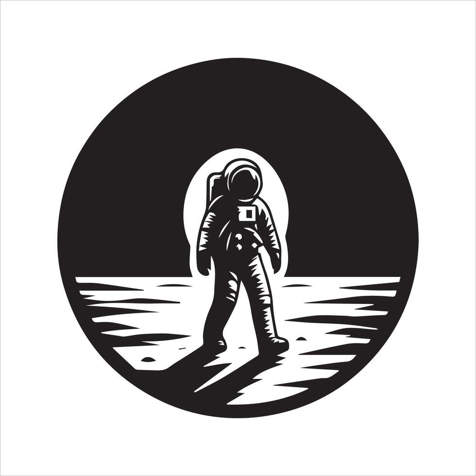 Astronaut walking on the moon silhouette vector