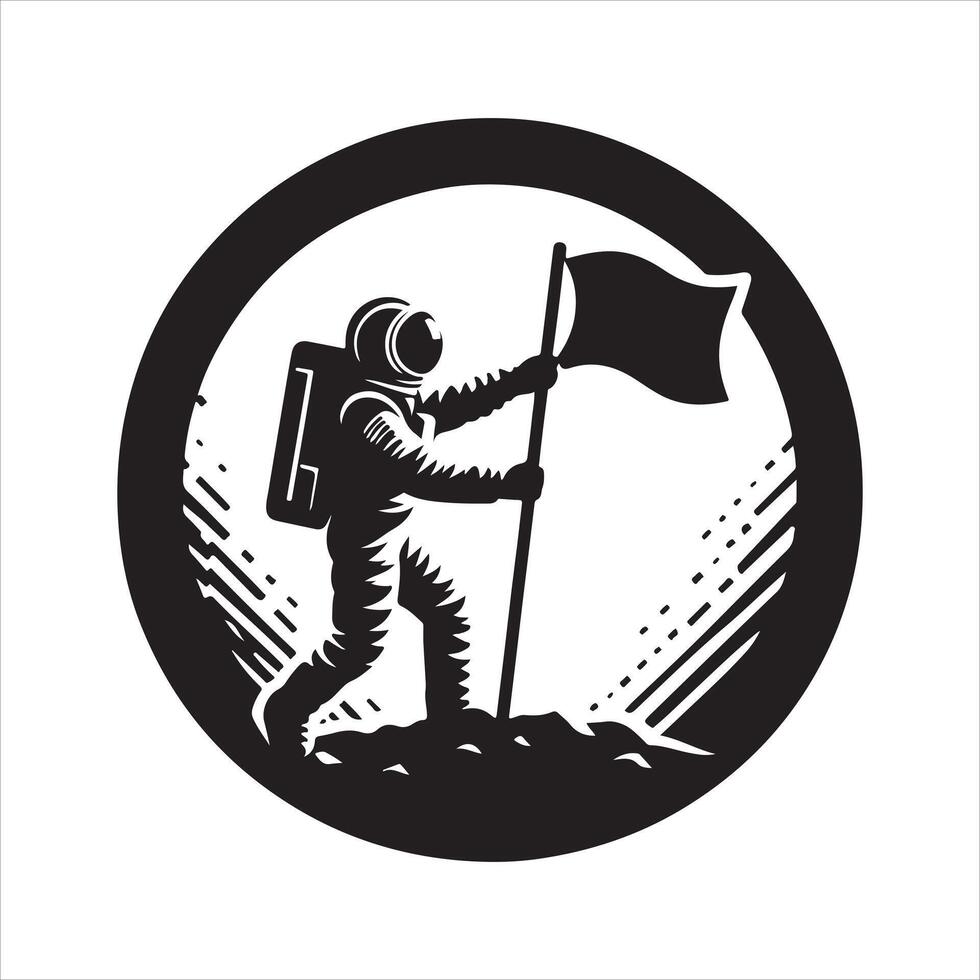 Astronaut planting a flag on the moon vector