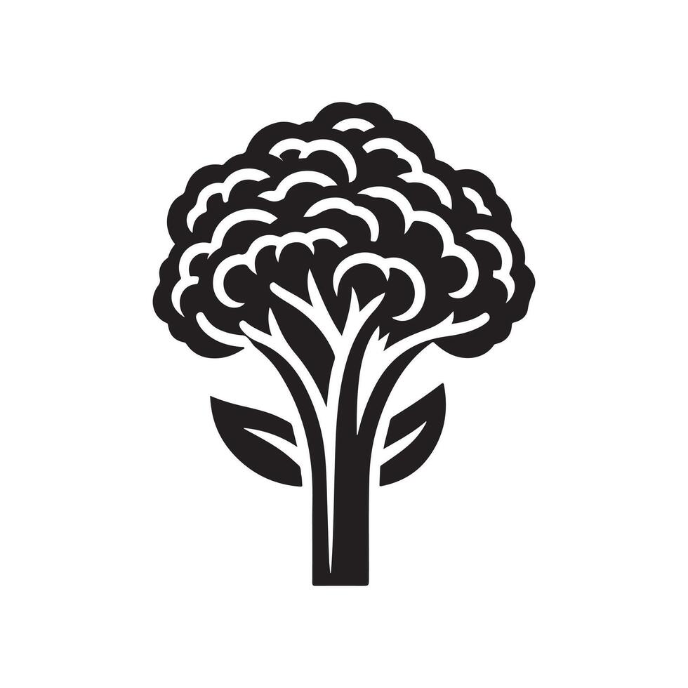 Neat and clean coliflower silhouette. vector