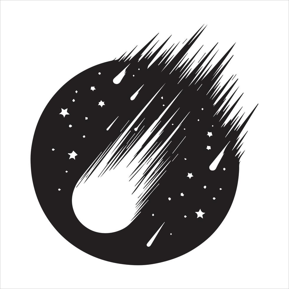 Silhouette of a meteor shower. vector
