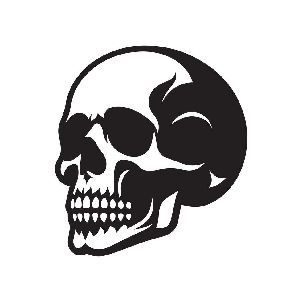 Black skull icon on white background. vector