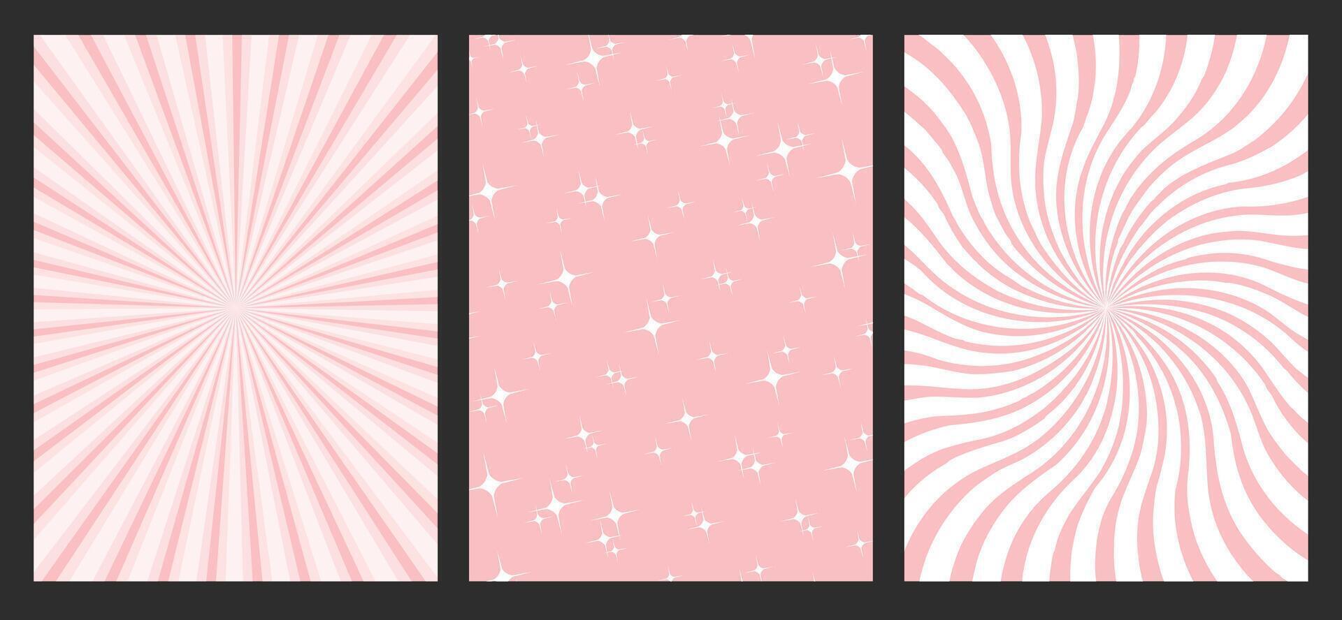 pink abstract background with light of sunburst. candy color starburst with halftone. sun ray retro background with flash vector