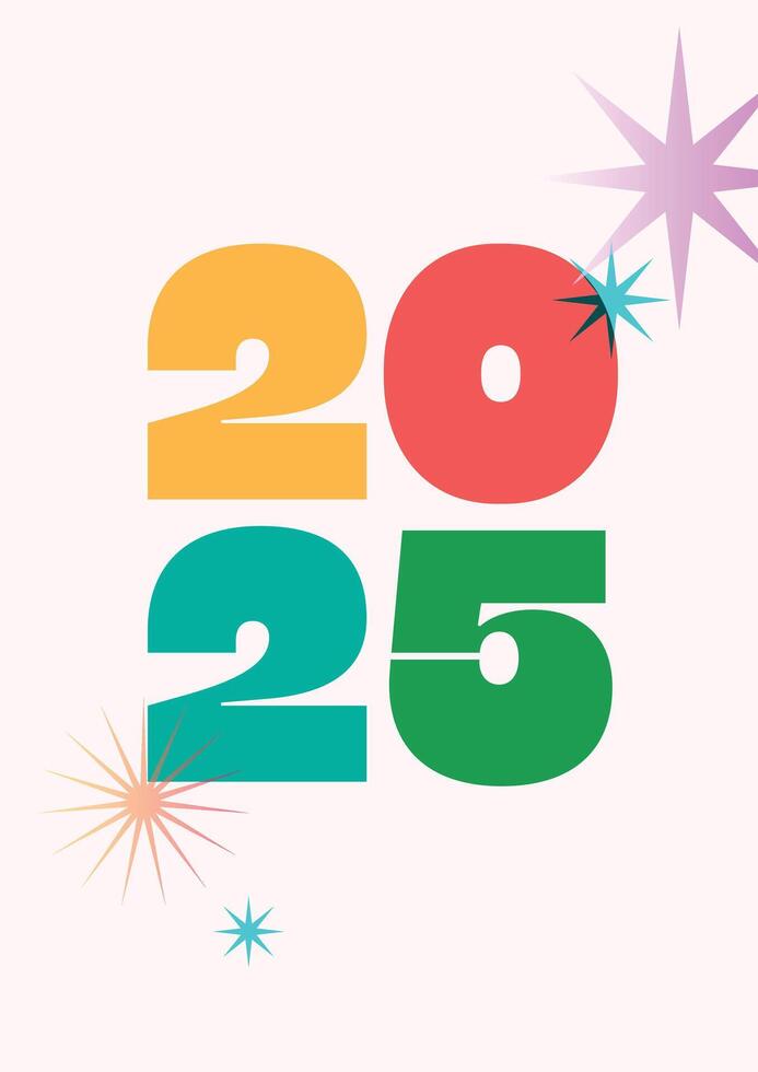 Happy New Year 2025 Logo Abstract Hand drawn creative calligraphy typography logo design New Year 2025 vector