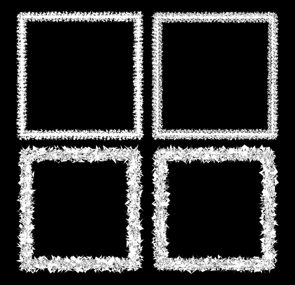 Abstract digital noise border frame texture. Black and white distorted effect. Chaotic and glitch-inspired aesthetic. Imperfect and raw visual appeal. vector