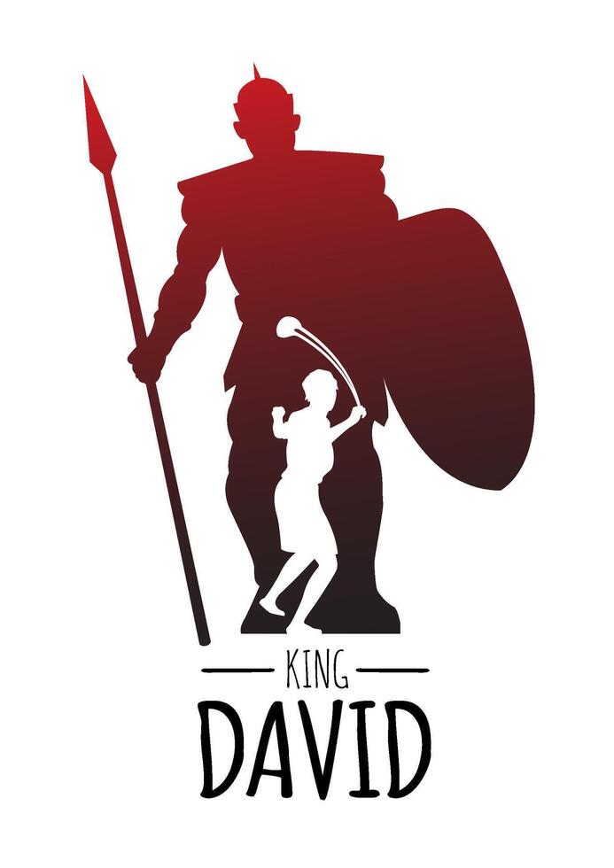 David vs Goliath Warriors Silhouette Logo vector